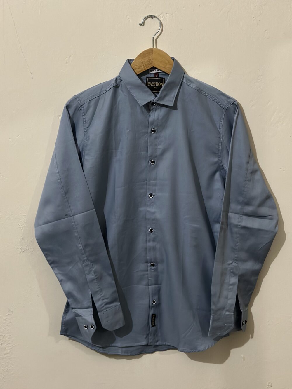 Navy Cotton Shirt (Shiny Fabric) - Image 2