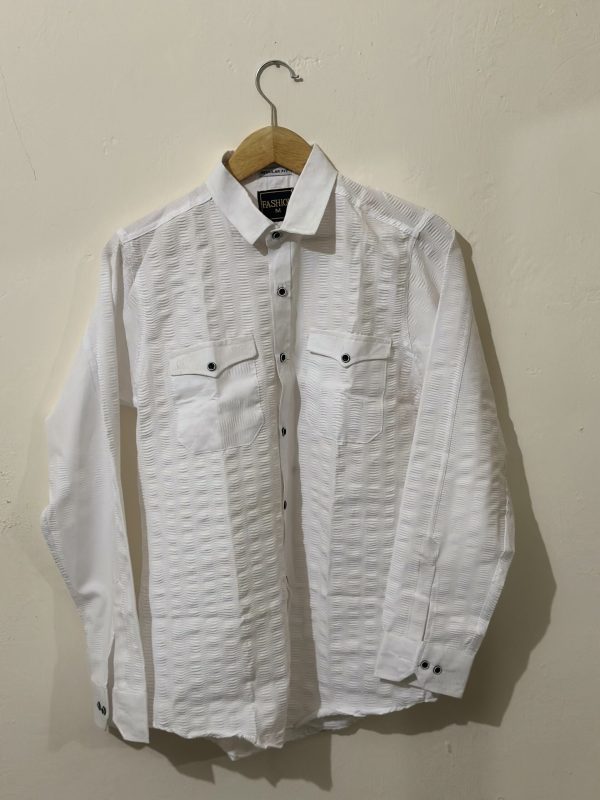 White ( Flurry ) Cotton Shirt - Image 3